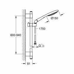 GROHE Rainshower Solo 150 sistema di doccia Cromo - Vista aggiuntiva 4