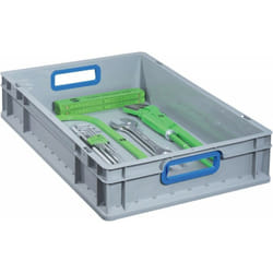 Eurobox 412,400X300X120Mmgriffe Scatola Aperta, Grigio / Blu