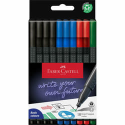 Faber-Castell Grip Finepen penna tecnica Fine Nero, Blu, Verde, Rosso 10 pz