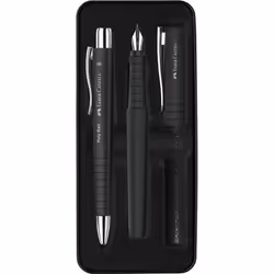 Faber-Castell Poly Ball Set, Nero, 3 pz, Penna a sfera + penna stilografica