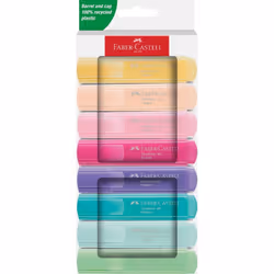 Faber-Castell Textliner 46 Pastell, 8 pz, Multicolore, Plastica riciclata, 1 mm, 5 mm, Inchiostro a base di acqua