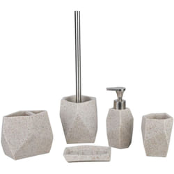 axentia Santorino Set Accessori da Bagno, Beige, 5 Pezzi