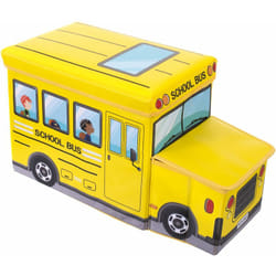 Bieco - 04000506 - Cassapanca/cesta per giocattoli, 55 x 26,5 x 31,5 cm, a forma di scuolabus