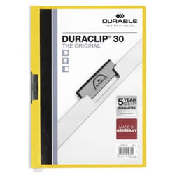 Durable Duraclip 30 cartellina con fermafoglio PVC Trasparente, Giallo
