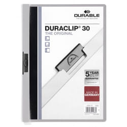 Durable Duraclip 30 cartellina con fermafoglio PVC Grigio, Trasparente