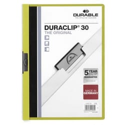 Durable Duraclip 30 cartellina con fermafoglio PVC Verde, Trasparente