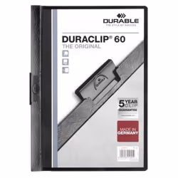 Durable Duraclip 60, Nero, Trasparente, PVC, 60 fogli, A4, 1 pz