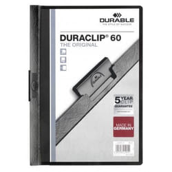 Durable Duraclip 60 cartellina con fermafoglio PVC Nero, Trasparente