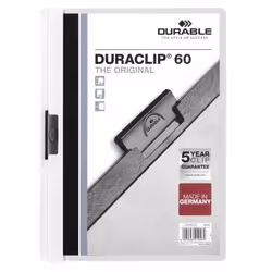 Durable Duraclip 60, Trasparente, Bianco, PVC, 60 fogli, A4, 1 pz
