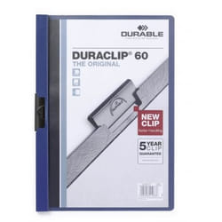 Durable Duraclip 60 cartellina con fermafoglio PVC Blu, Trasparente