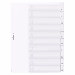 Durable 6821-19, Indice a linguetta numerico, Trasparente, Ritratto, A4, 2, 4, 225 mm