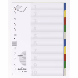Durable 6740, Indice a linguetta vuota, Polipropilene (PP), Multicolore, Ritratto, A4, 220 mm
