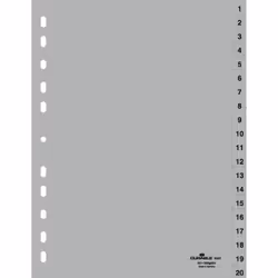 Durable 6522-10, Indice a linguetta numerico, Polipropilene (PP), Grigio, Ritratto, A4, 230 mm
