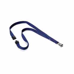 Durable Textile lanyard SOFT COLOUR midnight blue, Supporto per badge, Metallo, Tessile, Blu, 44 cm, 15 mm, 10 pieces / pack