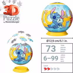 Ravensburger 3D Puzzle Ball: Disney Stitch Puzzle 3D 73 pz Cartoni - Vista aggiuntiva 5