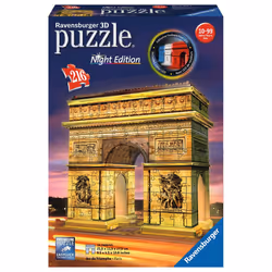 Ravensburger Arc De Triomphe Night Edition 3D Puzzle, 216 pz, Edifici, 8 anno/i