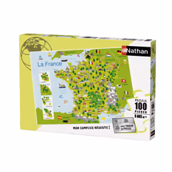 Nathan 86732 - Puzzle - Tarjeta de Francia - 100 Piezas, 72 anno/i