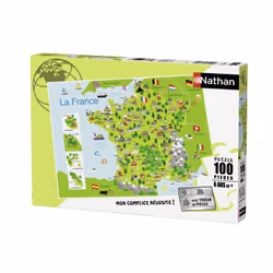 Nathan 86732 - Puzzle - Tarjeta de Francia - 100 Piezas