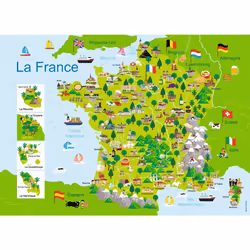 Nathan 86732 - Puzzle - Tarjeta de Francia - 100 Piezas