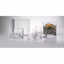 Sandra Rich Cube, Vaso a forma quadrata, Vetro, Trasparente, Lucido, Tavolo, Interno