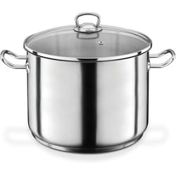 GSW - 643450 Professionale – Pentola con Coperchio in Vetro 28 x 19 cm/Circa 12,0 Litri, Acciaio Inox, Argento, 42 x 29,5 x 20,5 cm, 2 unità