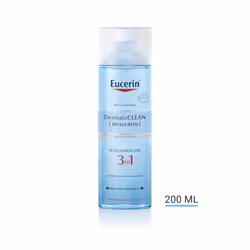 Eucerin Dermatoclean Hyaluron Acqua Micellare è un'acqua detergente che rimuove le impurità e le tracce di trucco