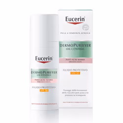 Eucerin DermoPurifyer è un fluido protettivo spf30 utile per proteggere dalla formazione delle macchie post acne e ne previen ...