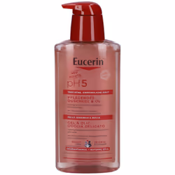 Eucerin Gel olio doccia delicato con Depantenolo e oli naturali, deterge e nutre la pelle sensibile mantenendo il pH equilibr ...