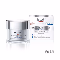 Eucerin Hyaluron-Filler Crema Giorno Pelli Secche SPF15 50 ml, Crema sia per rughe sottili che profonde, per un aspetto più g ...