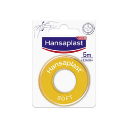 Hansaplast Soft Cerotto Rocchetto, rotolo morbido per il fissaggio di bende, 5 m x 2.5 cm 1 pz