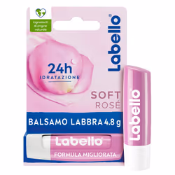 Labello Soft Rosé 4.8 g, Burrocacao labbra colorato e idratante con Estratto di Rosa 5,5 ml Protezione per le