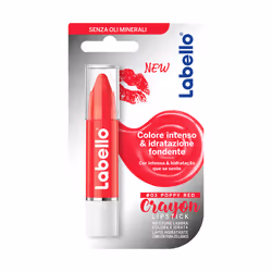Labello Crayon Lipstick Poppy Red, Balsamo per labbra, Rosso, Donna, Pelle universale, Burro di karité, Idratante, Nutriente, ...