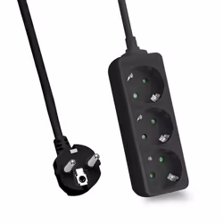 Helos 262802, 5 m, Interno, Tipo F, Type F (CEE 7/7), Ad angolo, Nero