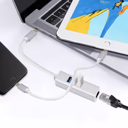 Helos 288390 hub di interfaccia USB tipo-C 5000 Mbit/s Argento