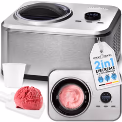 ProfiCook PC-ICM 1268, Gelatiera compressore, 1,5 L, Acciaio inox, 25 min, LED, Acciaio inox