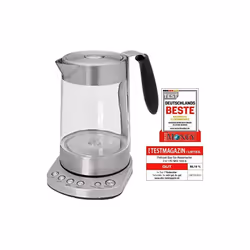 ProfiCook PC-WKS 1020 G, 1,7 L, 3000 W, Nero, Acciaio inox, Vetro, Acciaio inox, Termostato regolabile, Senza filo