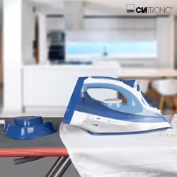 Clatronic DB 3706 ferro da stiro Ferro da stiro a secco e a vapore Piastra in Ceramica 2400 W Blu, Bianco - Vista aggiuntiva 5