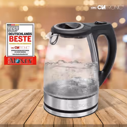 Clatronic WKS 3744 G bollitore elettrico 1,7 L 2200 W Nero, Grigio, Acciaio inox, Trasparente - Vista aggiuntiva 4