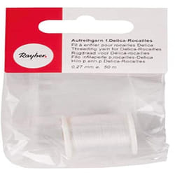 Rayher Hobby - Rayher Filo Infilaperle P.Rocailles-Delica, Bianco Neve, 0,27 Mm, Rocchetto 50M,Busta 1 Rocchetto, 89300100