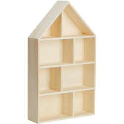 Rayher Hobby - Rayher Bacheca Portaoggetti a Forma di Casa, Legno fsc, 8 scomparti, 30 x 50 x 8 cm