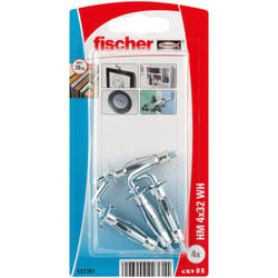 Fischer 522361 ancoraggio a vite e tassello 4 pz Kit di gancio a vite e tasselli a muro 32 mm