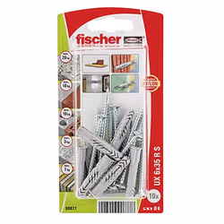 Fischer 90877, Kit vite e tassello, Mattone, Cemento, Foam concrete, Blocco di gesso, Metallo, Nylon, Grigio, Argento, PZ2, C ...