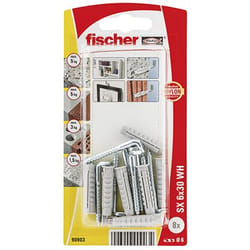 Fischer 90903 ancoraggio a vite e tassello 8 pz Kit di gancio a vite e tasselli a muro 30 mm