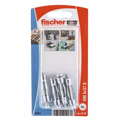 Fischer 90927, Tassello per muro cavo (molly), Pannello in fibra di gesso, Cartongesso, Metallo, Argento, M5, CE