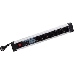 REV - 0014663913 Multipresa con interruttore 6 scomparti Nero, Argento Schuko 1 pz.