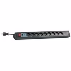 REV device protection socket line, 9-fold, 3,7m, 250 V, 16 A, 3500 W, Nero, 3,7 m, 590 x 43 x 67 mm