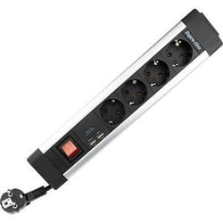 REV 0014438713 prolunghe e multiple 2,2 m 4 presa(e) AC Interno Nero, Argento