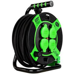 REV 0010215412 prolunghe e multiple 25 m 4 presa(e) AC Esterno Nero, Verde