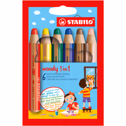STABILO Woody 3 in 1, Multicolore, 6 pz