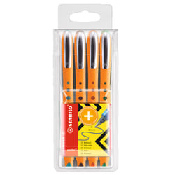 STABILO worker+ Penna stick a sfera Nero, Blu, Verde, Multicolore, Rosso 4 pz